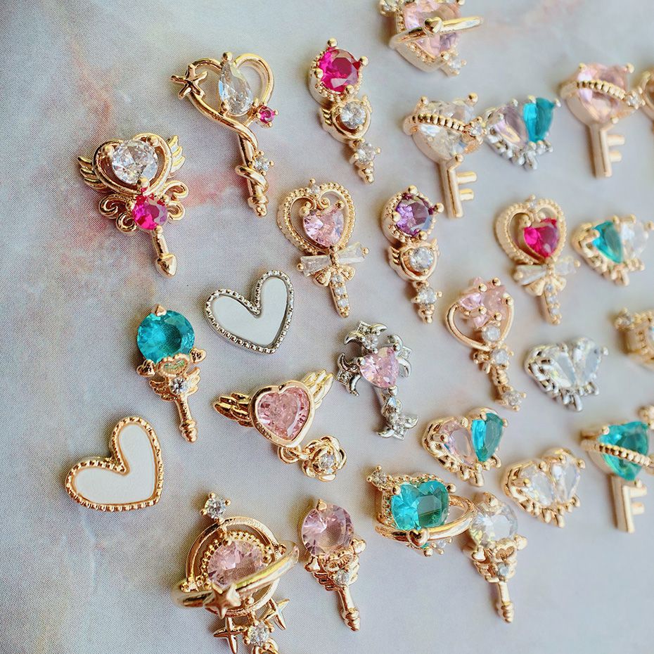 Nail Art Valentine - 10pcs/lot Kawaii Love Heart Pink Sailor
