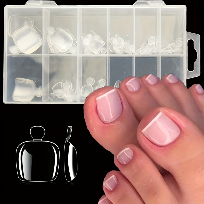 Nail Art Press On - 120 Pieces of Transparent Press-On Toenail
