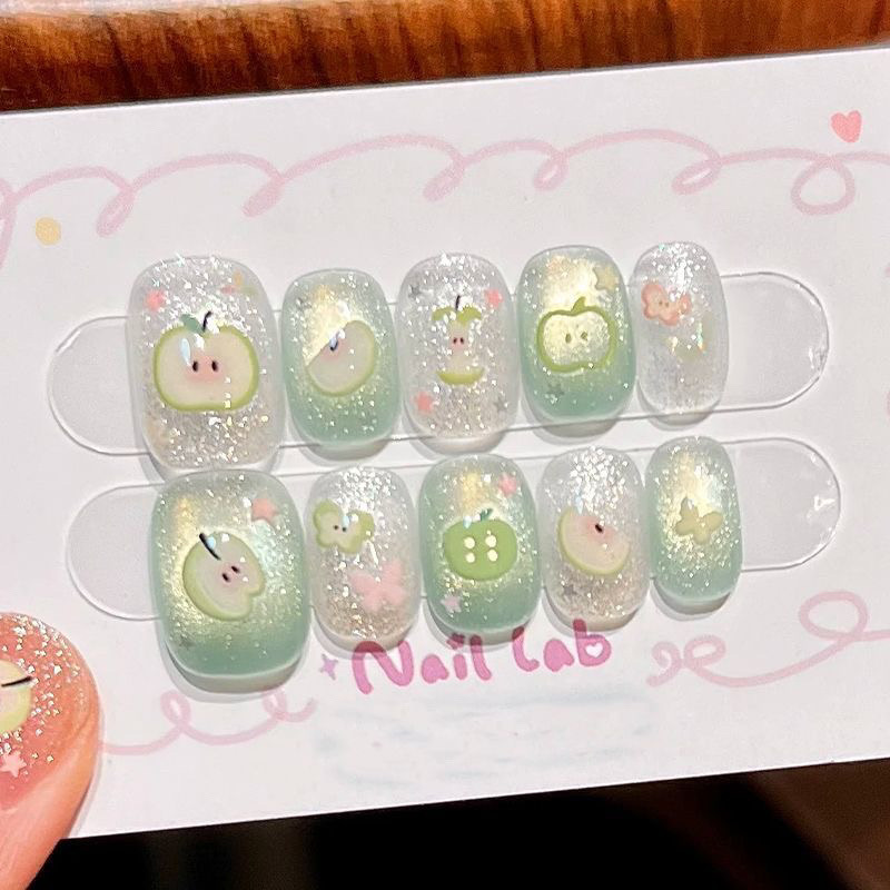 Nail Art Press On - 10pcs Handmade Cute Fake Nail Tip