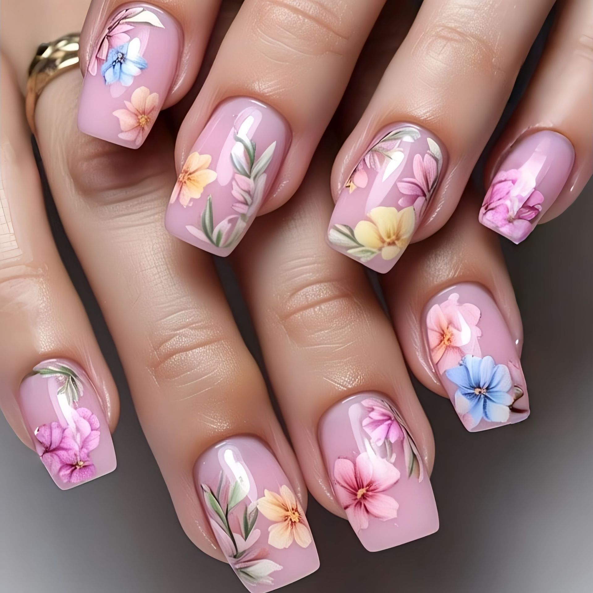 Nail Art Press On - Medium fake nails for women gilrs