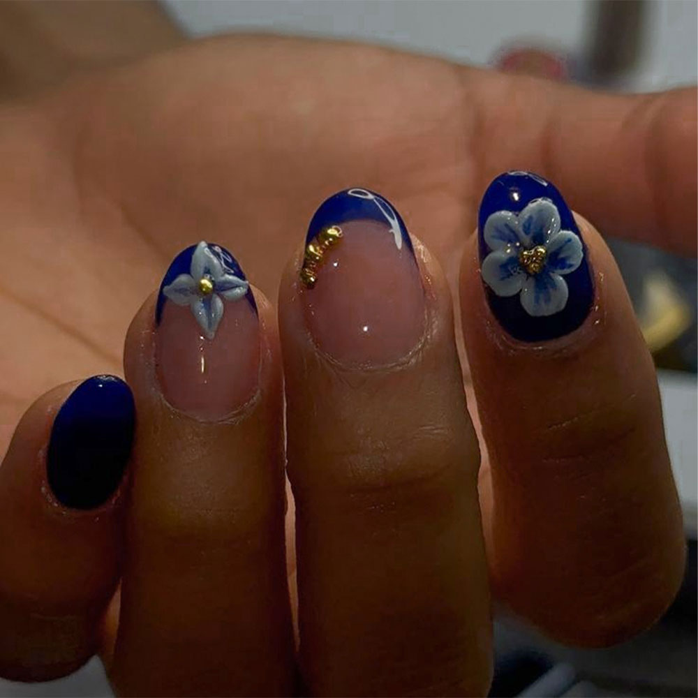 Nail Art Fake Nails - 24pcs Short Oval 3D Gel Nail