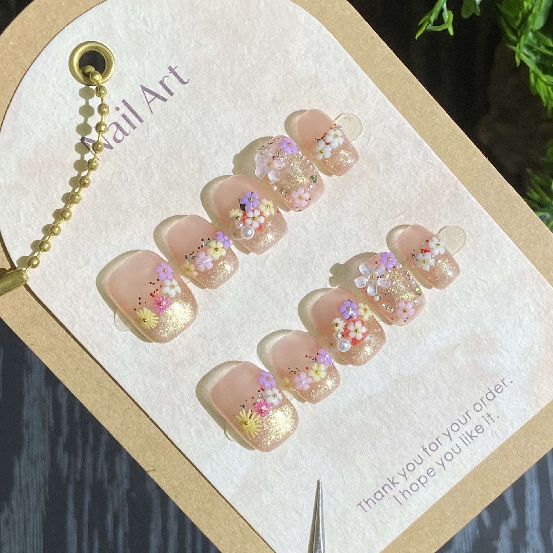 Nail Art Glossy - Handmade Press on Nails Summer Colorful