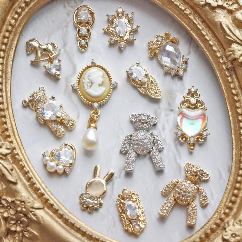 Nail Art Valentine - 10pcs Heart Bear Rabbit Pendant 3D