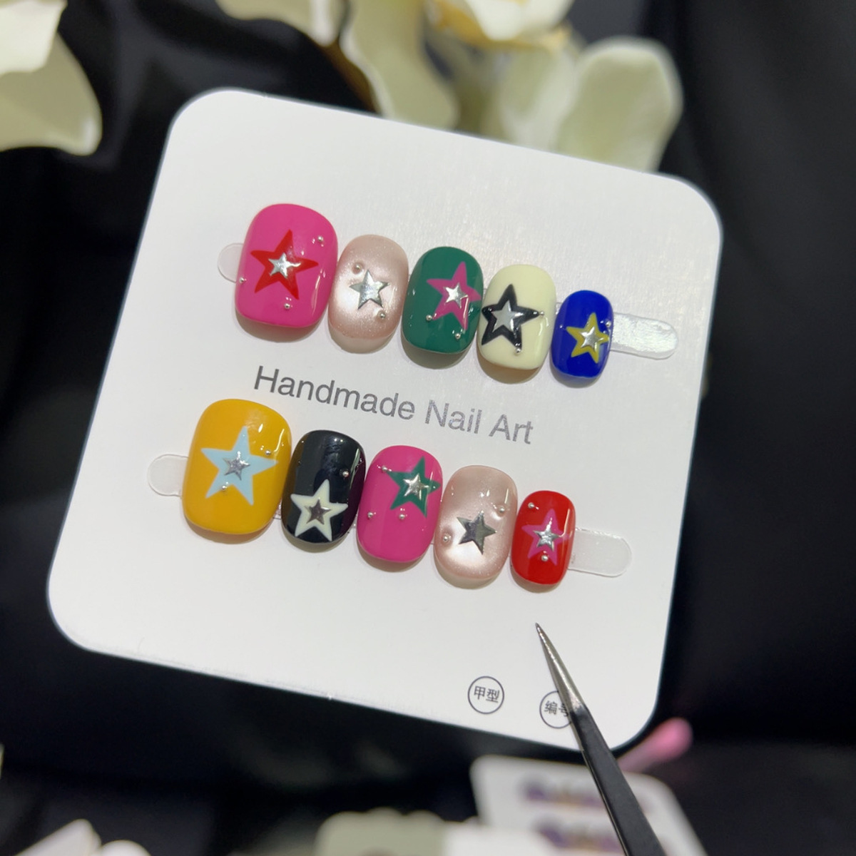 10PCS Glitter Cat Eye Short Sq - Nail Art Press On reseña y precio