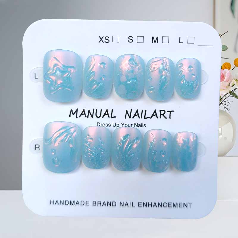 10Pcs Ocean Secret Realm Blue  - Nail Art Fake Nails reseña y precio