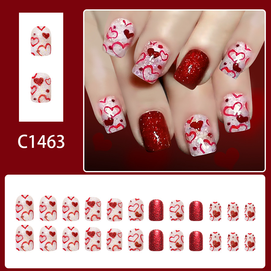 Short Square Glossy Press On N - Nail Art Valentine reseña y precio