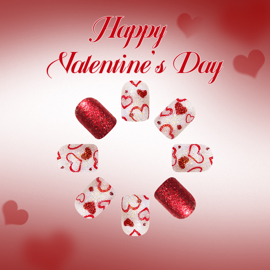Short Square Glossy Press On N - Nail Art Valentine reseña y precio