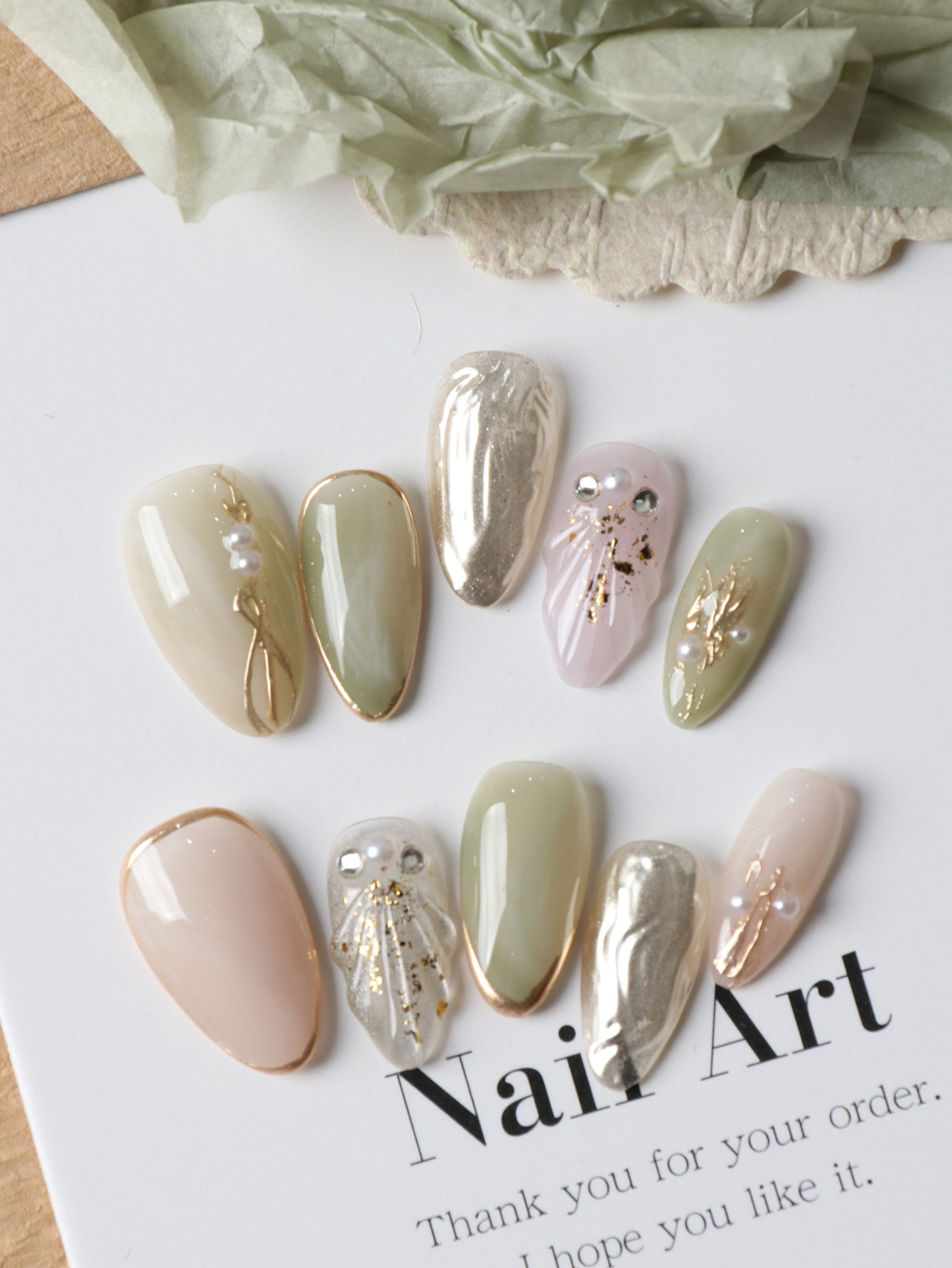10Pcs Acrylic Press on Nails G - Nail Adhesive Tab reseña y precio