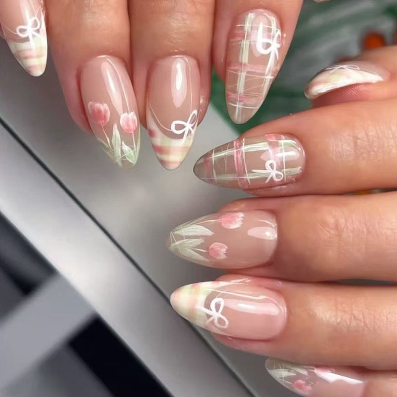 24pcs Bow False Nails Sets Pre - Nail Art Valentine reseña y precio