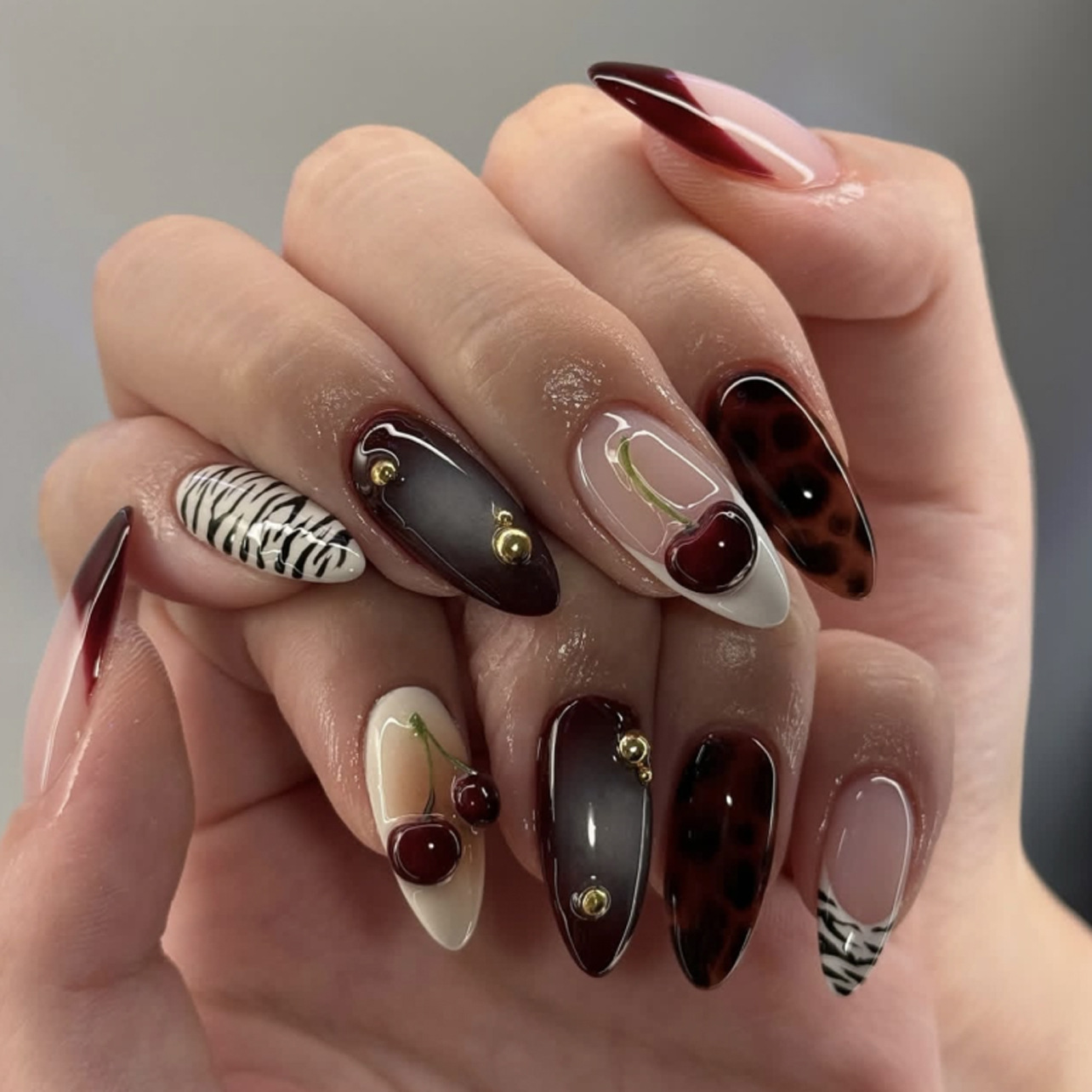 24PCS Burgundy Nude Brown Pres - Nail Art Burgundy reseña y precio