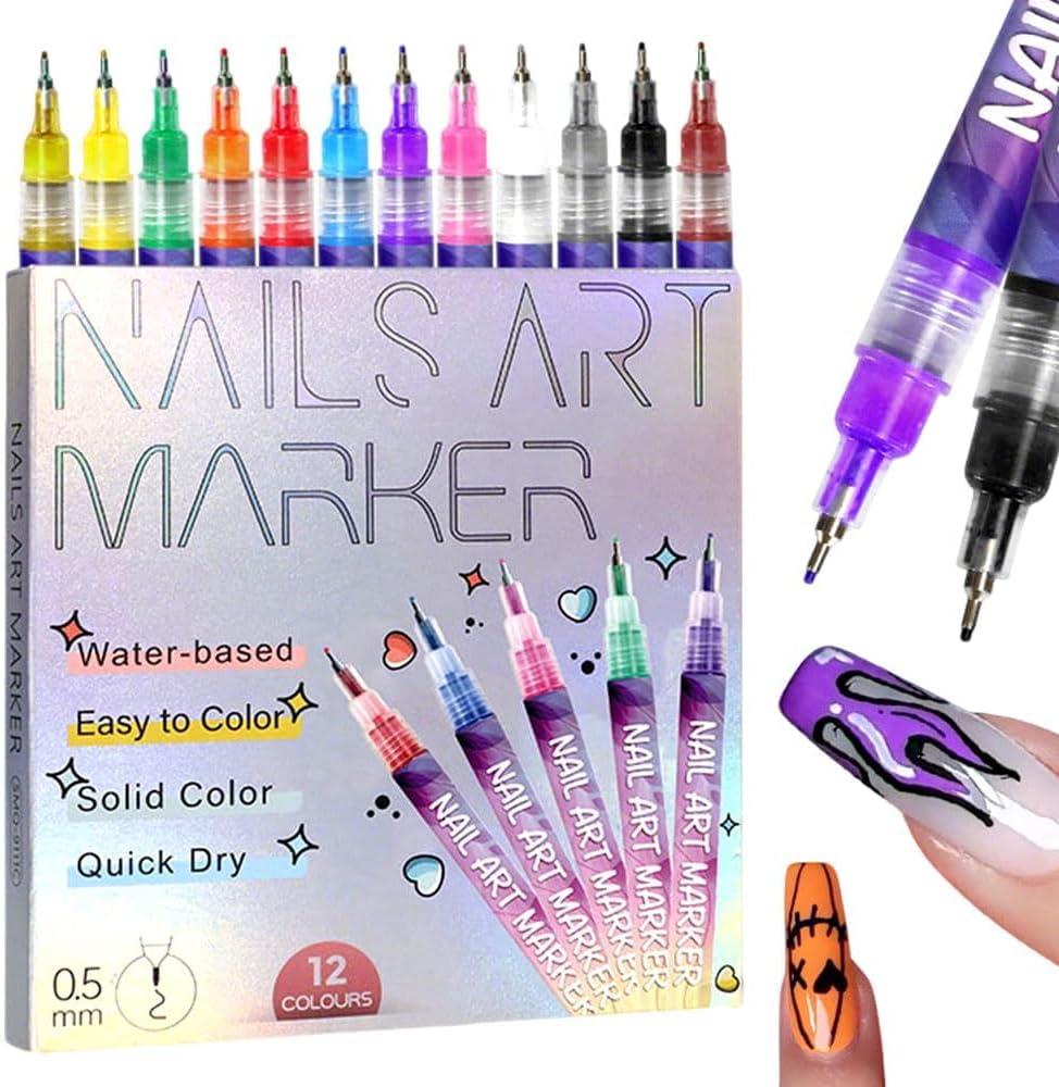 12-Color Nail Art Pen Set, Nai - Nail Art Brush Set reseña y precio