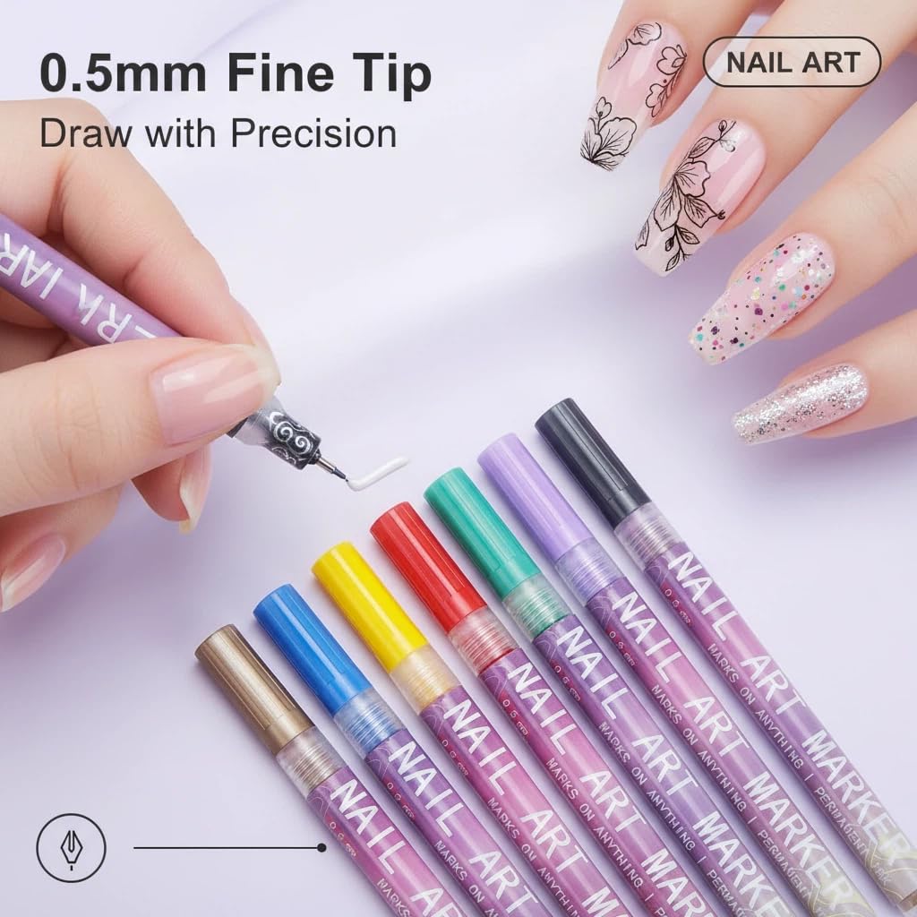 12-Color Nail Art Pen Set, Nai - Nail Art Brush Set reseña y precio