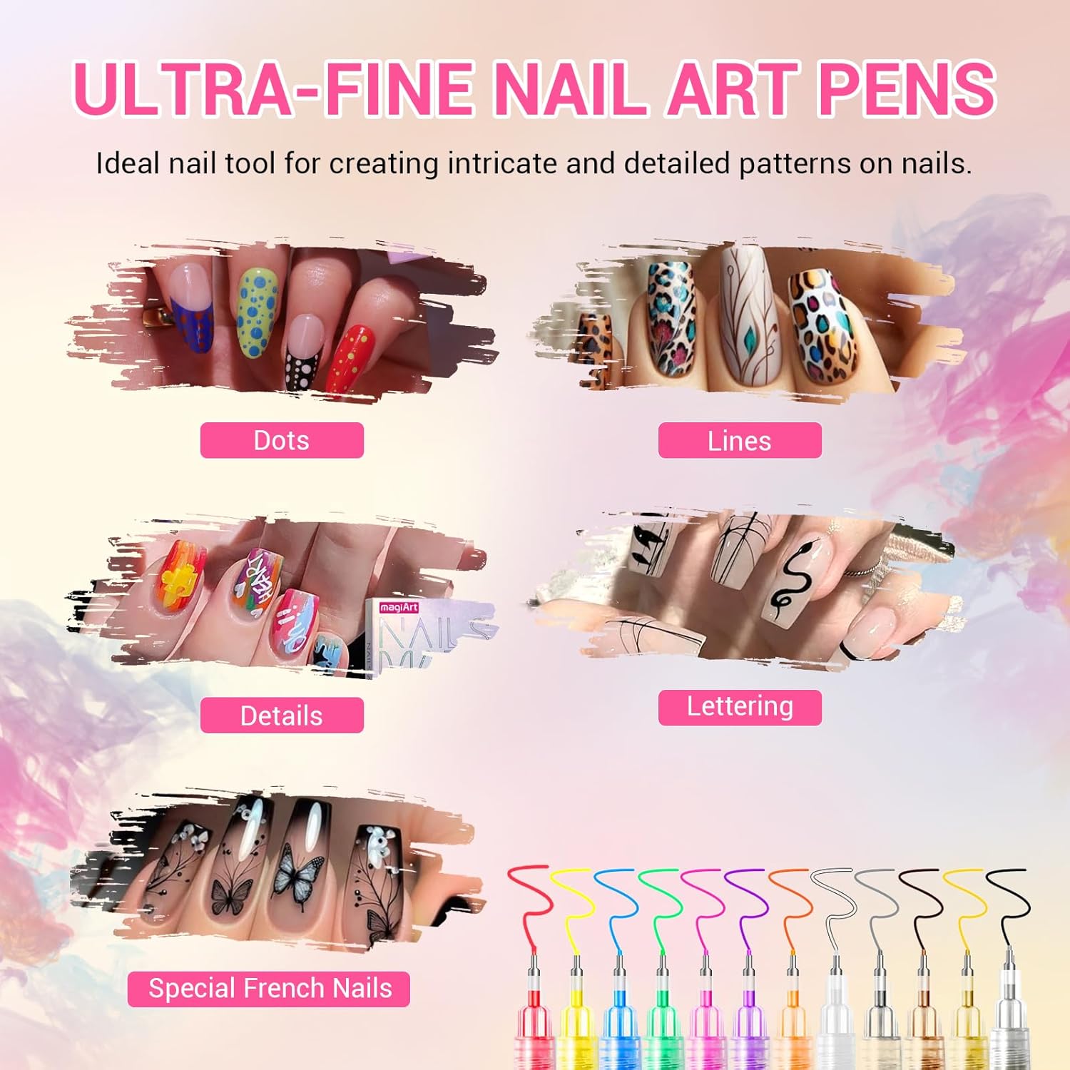 12-Color Nail Art Pen Set, Nai - Nail Art Brush Set reseña y precio