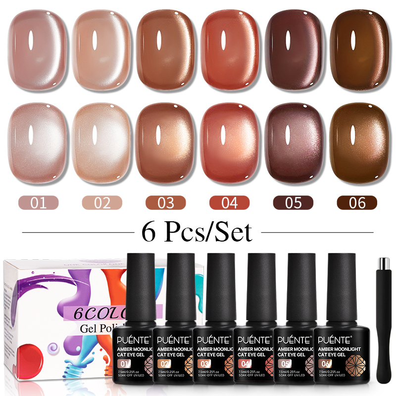 PUENTE 6pcs/set Brown Burgundy - Nail Art Burgundy reseña y precio