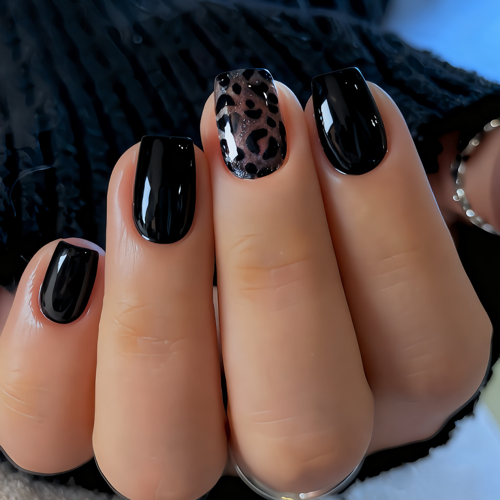 24Pcs French Short Red Leopard - Nail Adhesive Tab reseña y precio