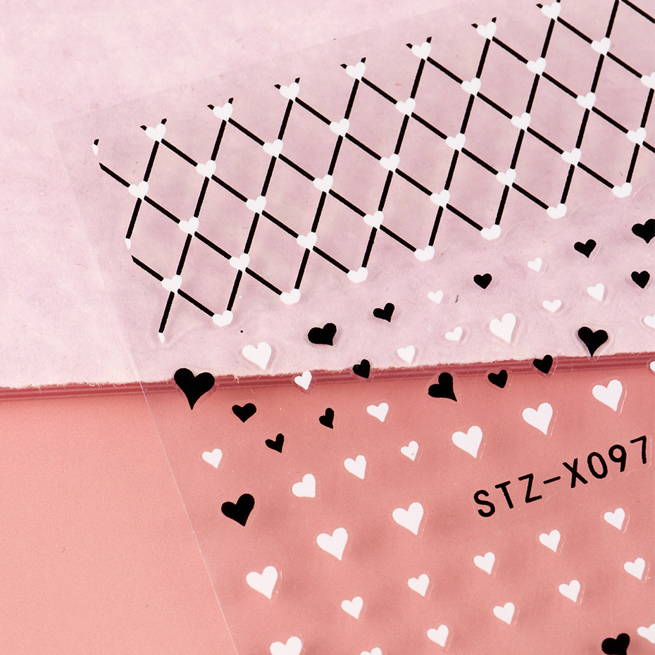 2/3pcs Black White Love Heart  - Nail Art Valentine reseña y precio