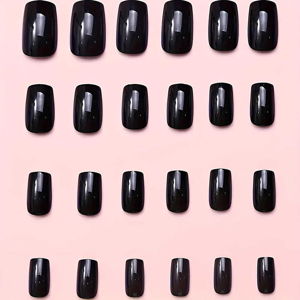 120Pcs Glossy Black Medium Squ - Nail Art Fake Nails reseña y precio