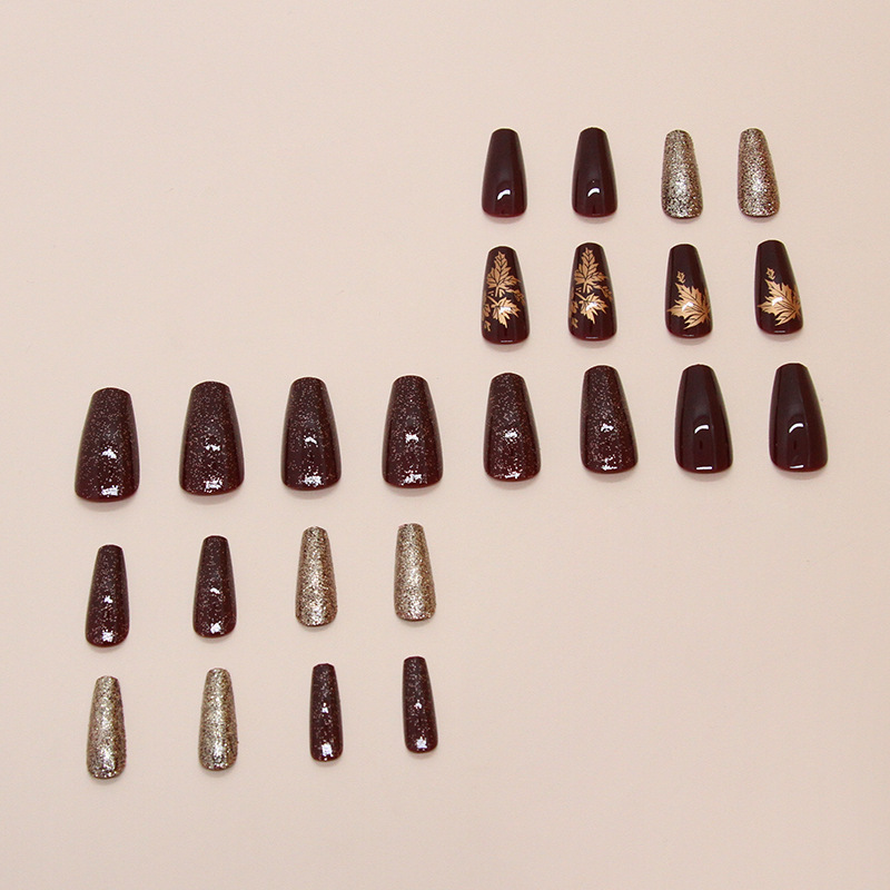 24pcs Elegant Burgundy Glitter - Nail Art Burgundy reseña y precio