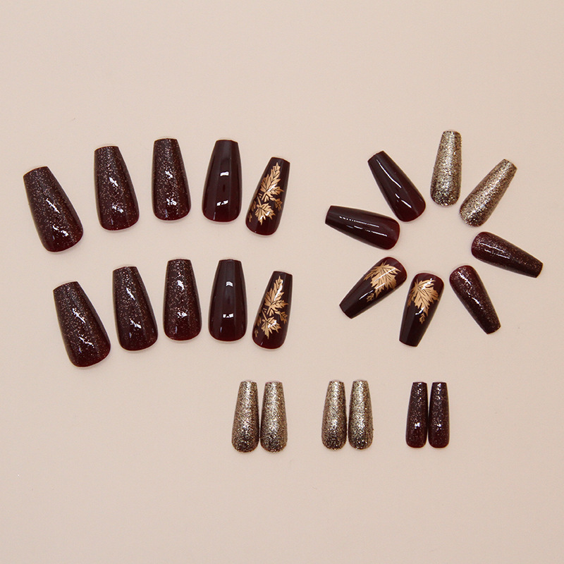 24pcs Elegant Burgundy Glitter - Nail Art Burgundy reseña y precio