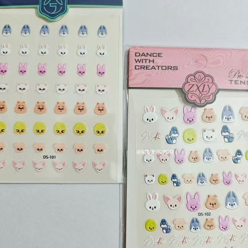 Popular Kpop SKZOO Nail Sticke - Nail Art Nail Art reseña y precio