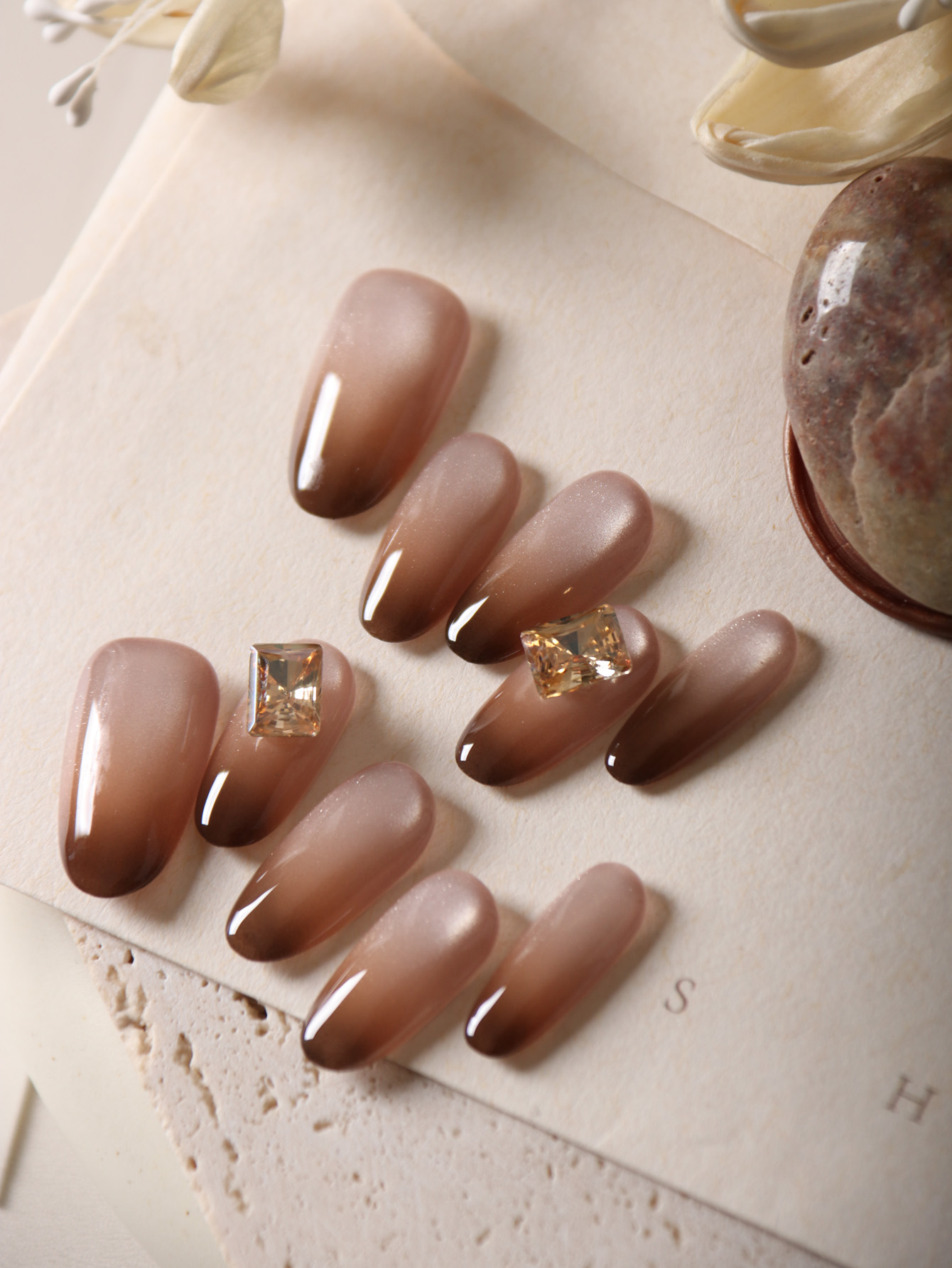10Pcs Press on Nails Short Bro - Nail Art Fake Nails reseña y precio