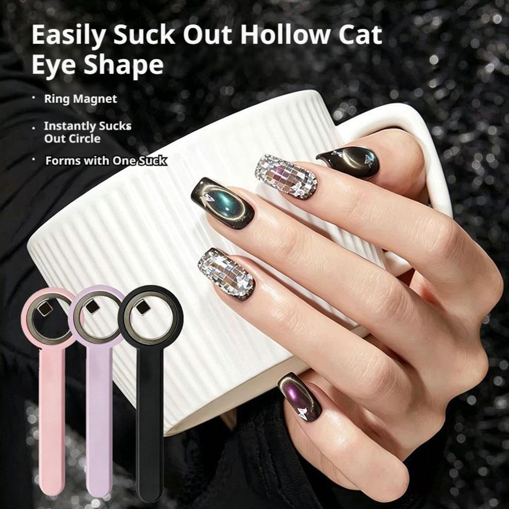 Hollow Cat Eye Magnet Ring Sha - Nail Art Glossy reseña y precio
