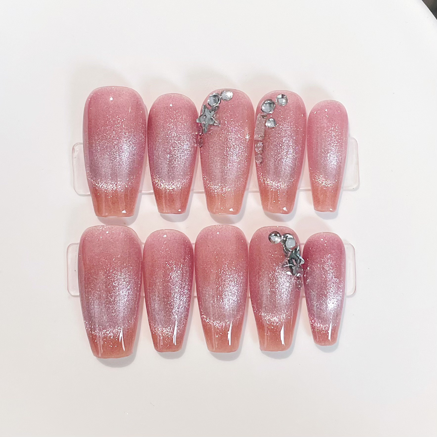 10Pcs Pink Handmade Press On N - Nail Art Press On reseña y precio