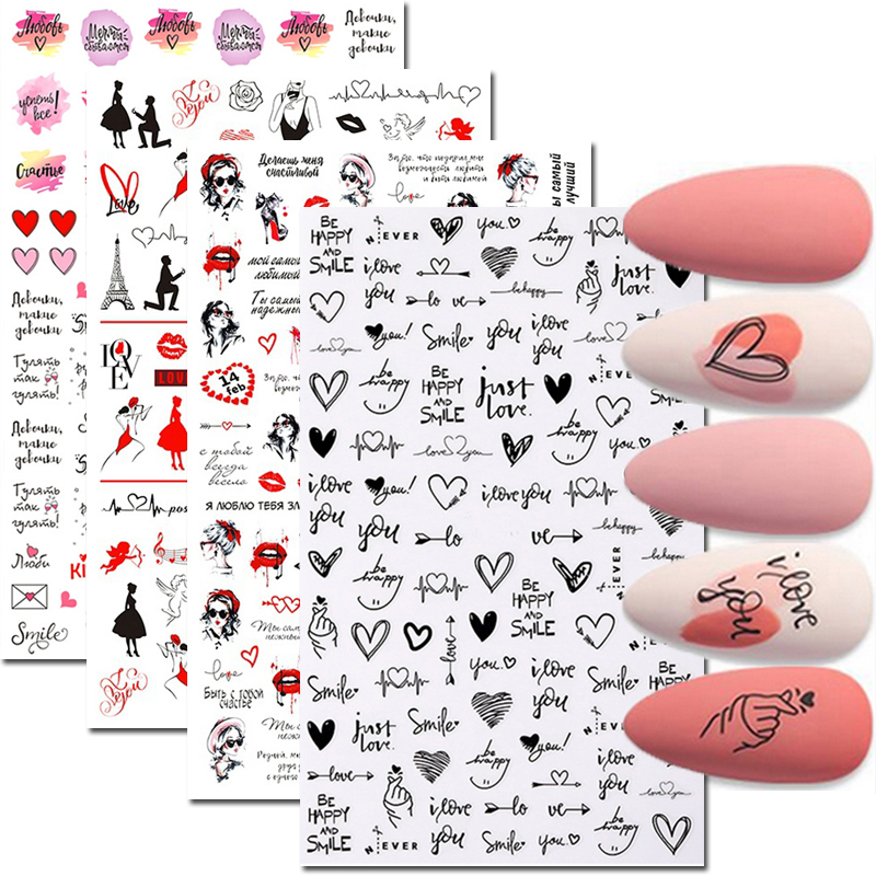 Nail Art Decals Love Hearts Le - Nail Art Valentine reseña y precio