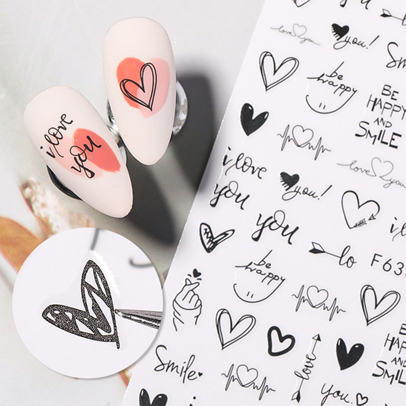 Nail Art Decals Love Hearts Le - Nail Art Valentine reseña y precio