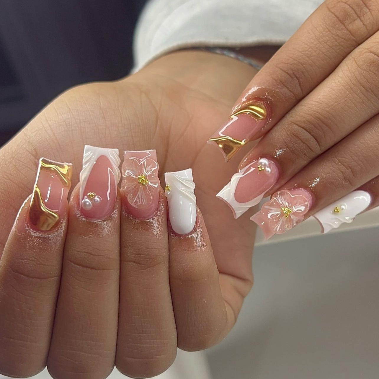 24Pcs Sweet Medium Square Fals - Nail Art Press On reseña y precio