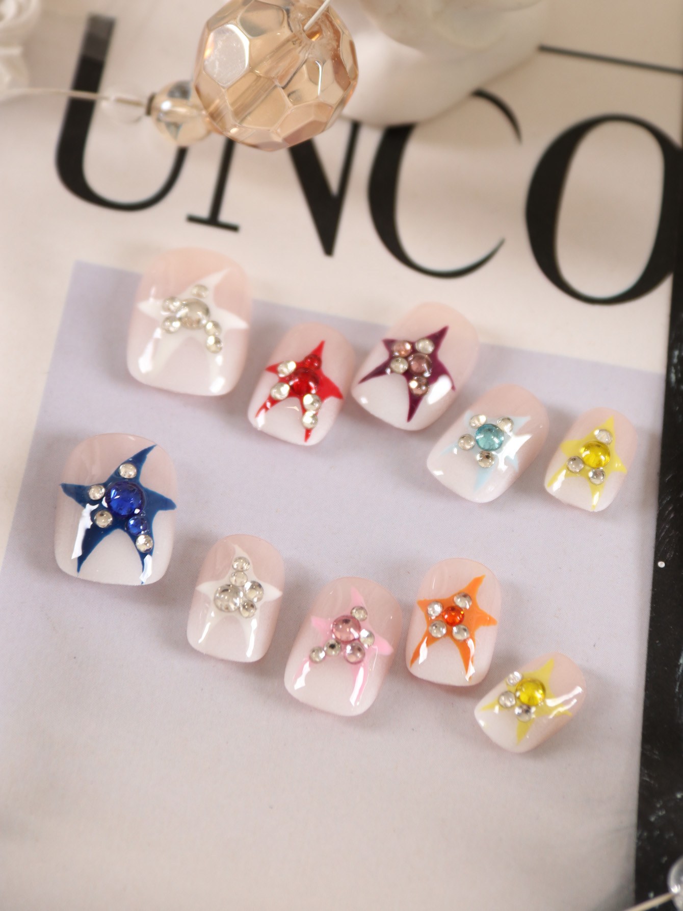 10Pcs Press on Nails Short Mul - Nail Adhesive Tab reseña y precio