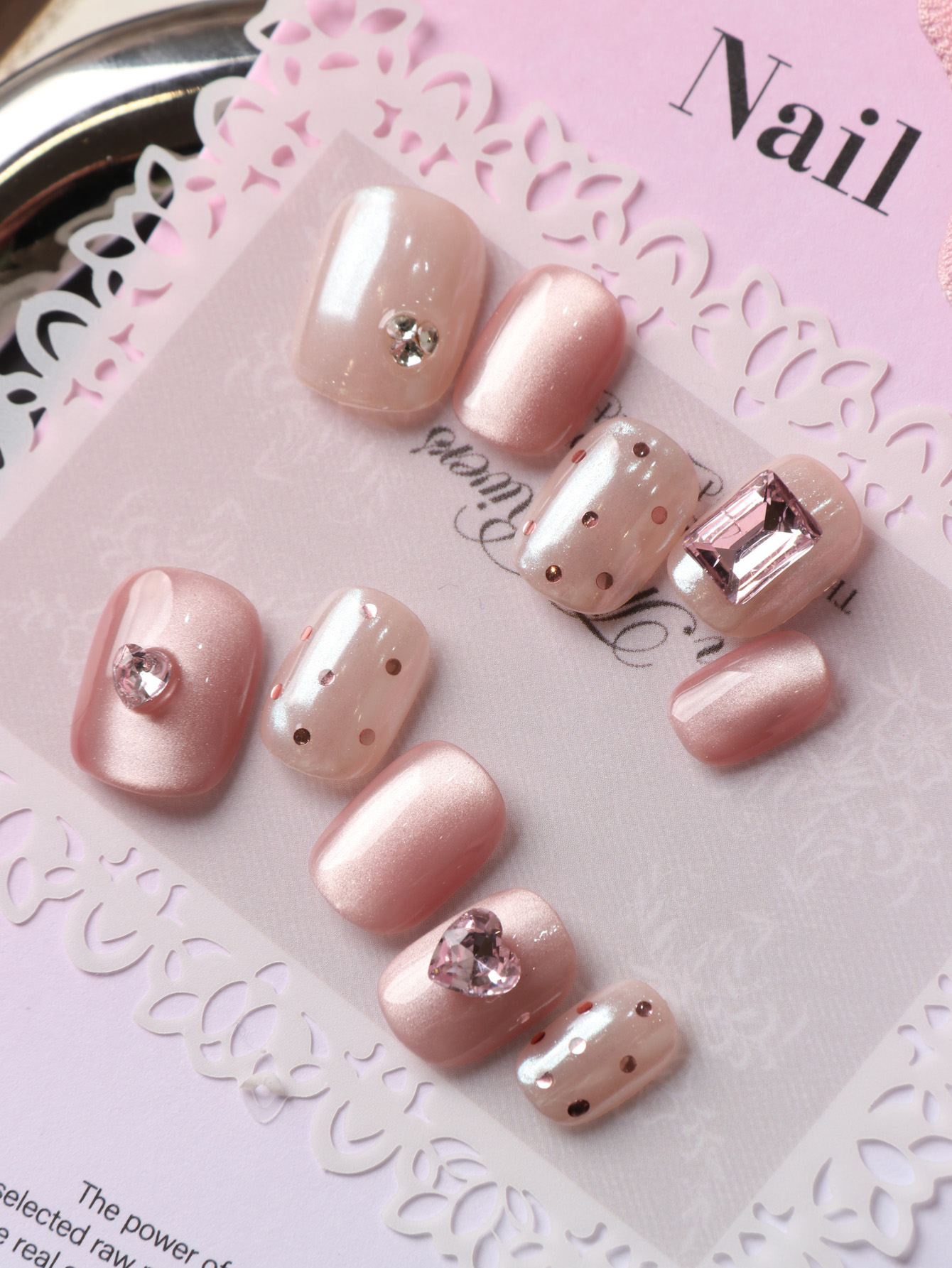 10Pcs Acrylic Press on Pink Ca - Nail Adhesive Tab reseña y precio