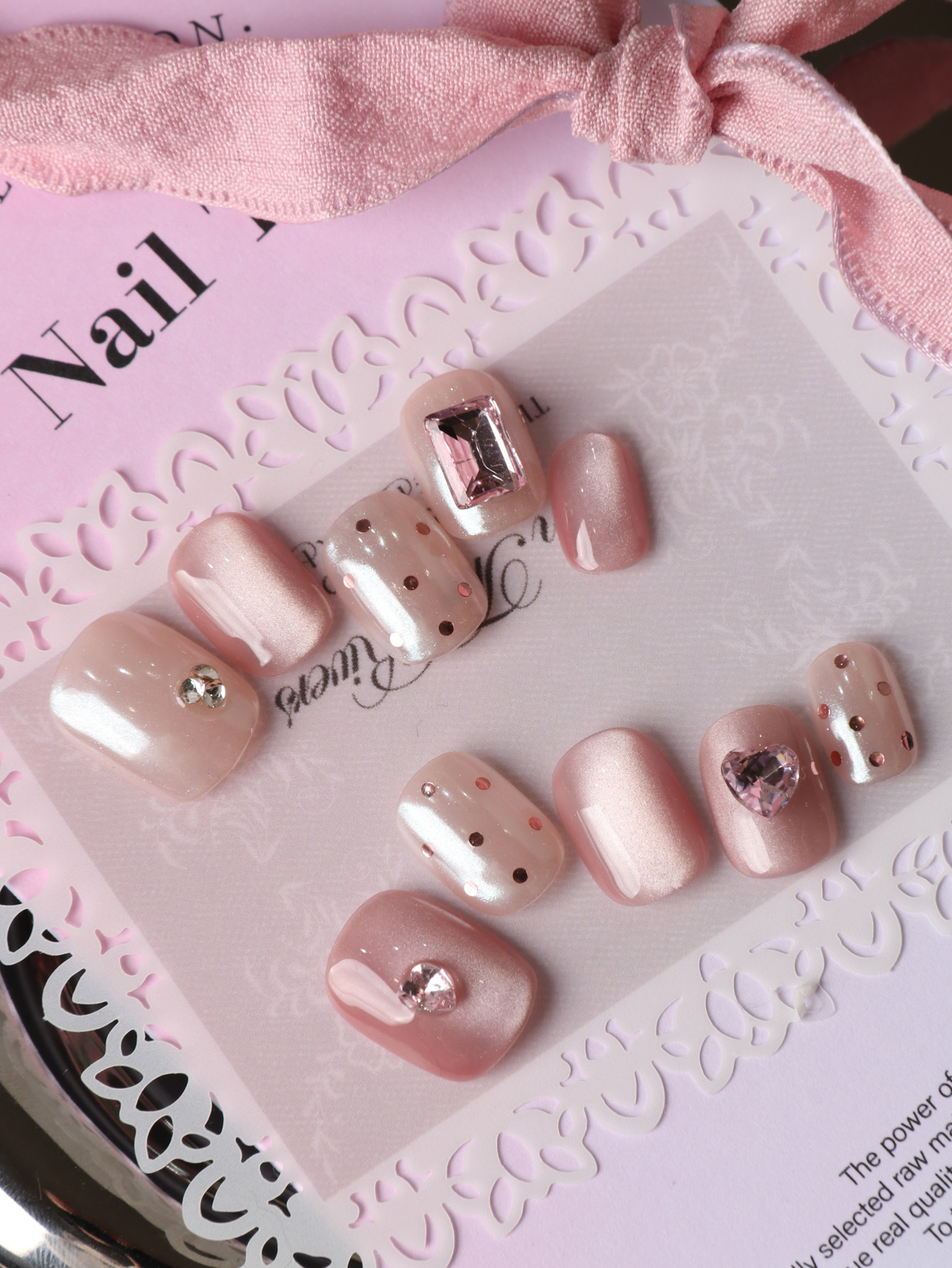 10Pcs Acrylic Press on Pink Ca - Nail Adhesive Tab reseña y precio