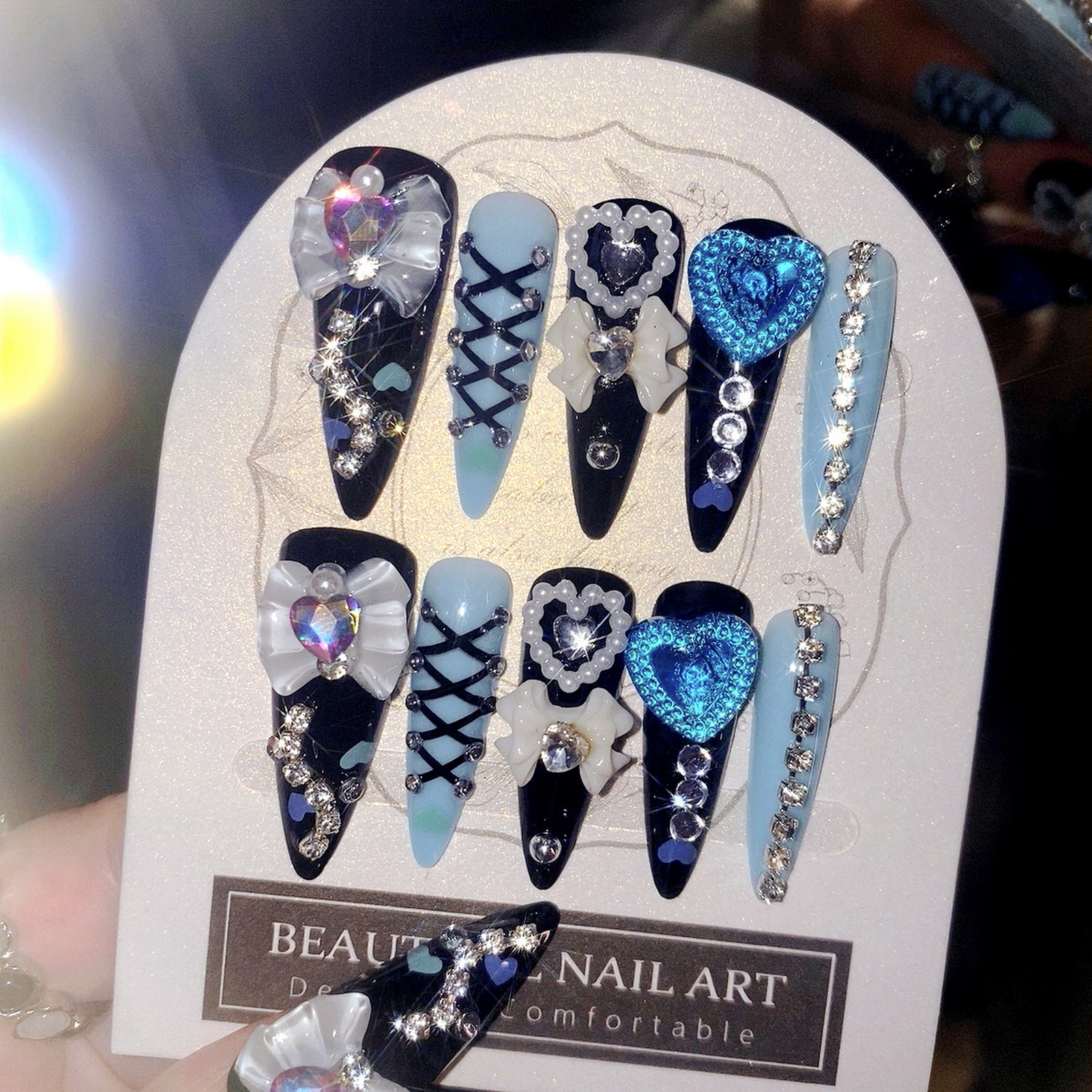 24pcs 3D Bow Decor False Nails - Nail Art Press On reseña y precio
