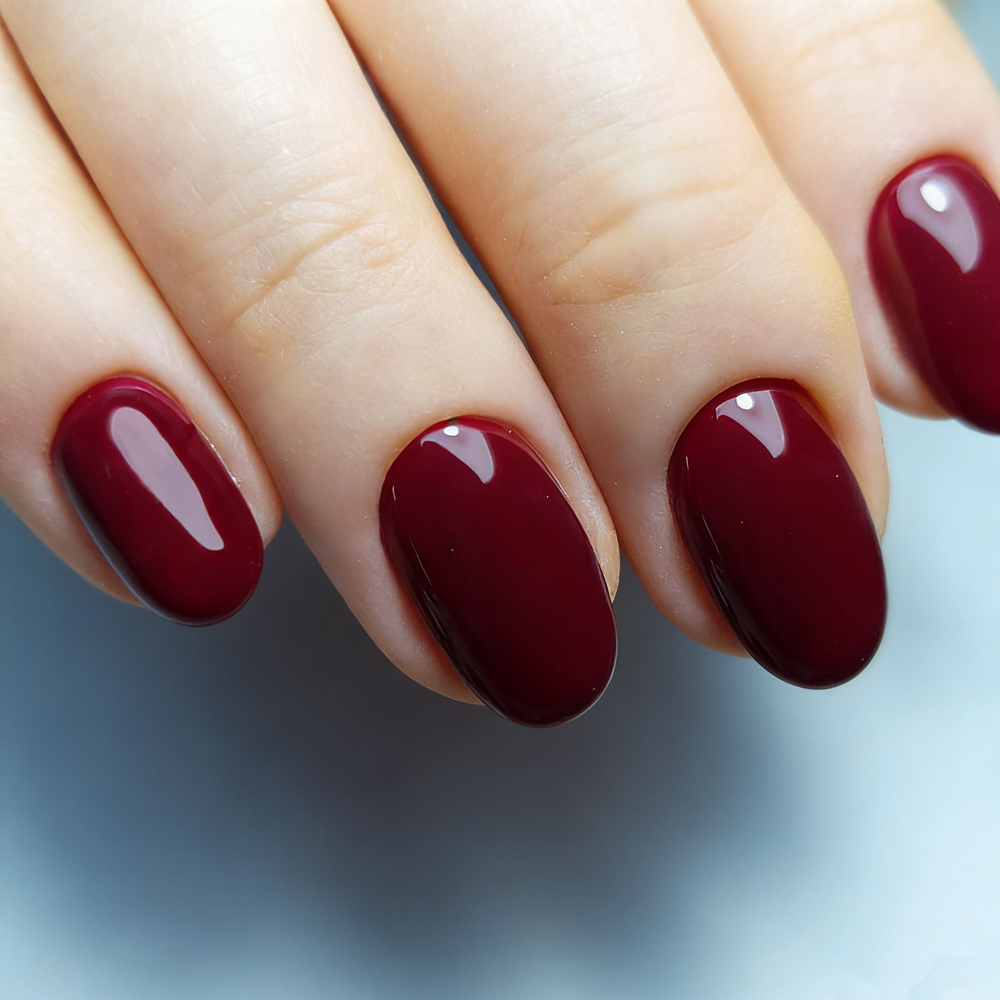 Burgundy Oval Press On Nails G - Nail Art Burgundy reseña y precio