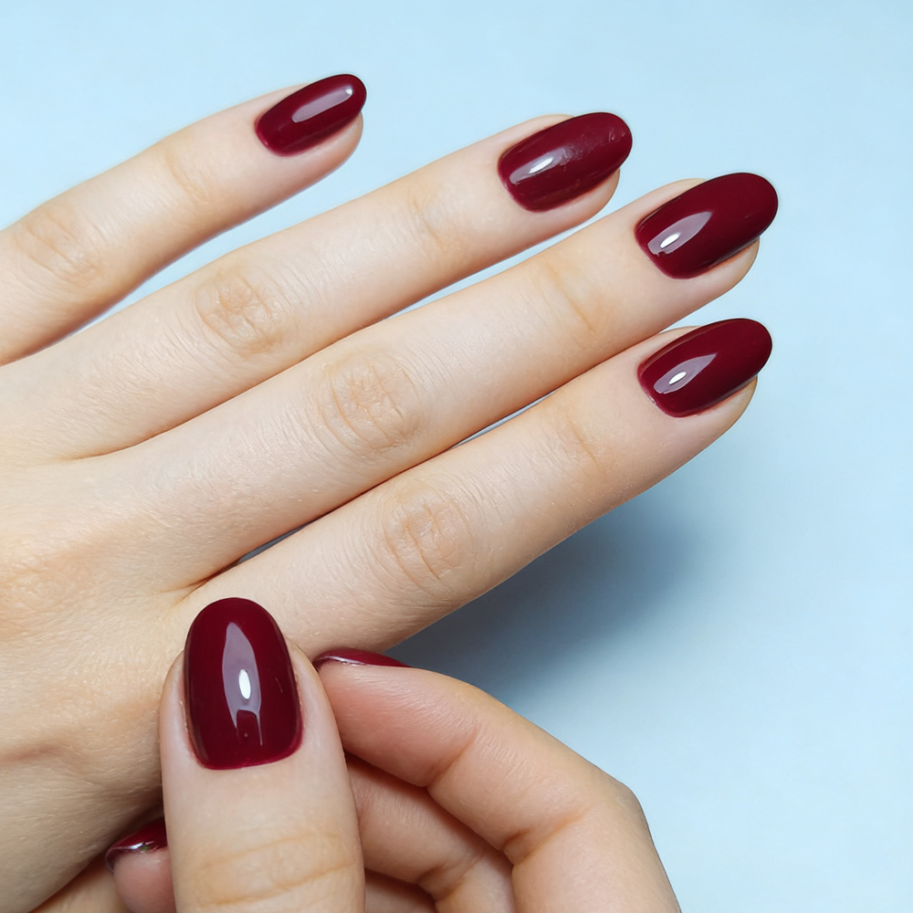 Burgundy Oval Press On Nails G - Nail Art Burgundy reseña y precio
