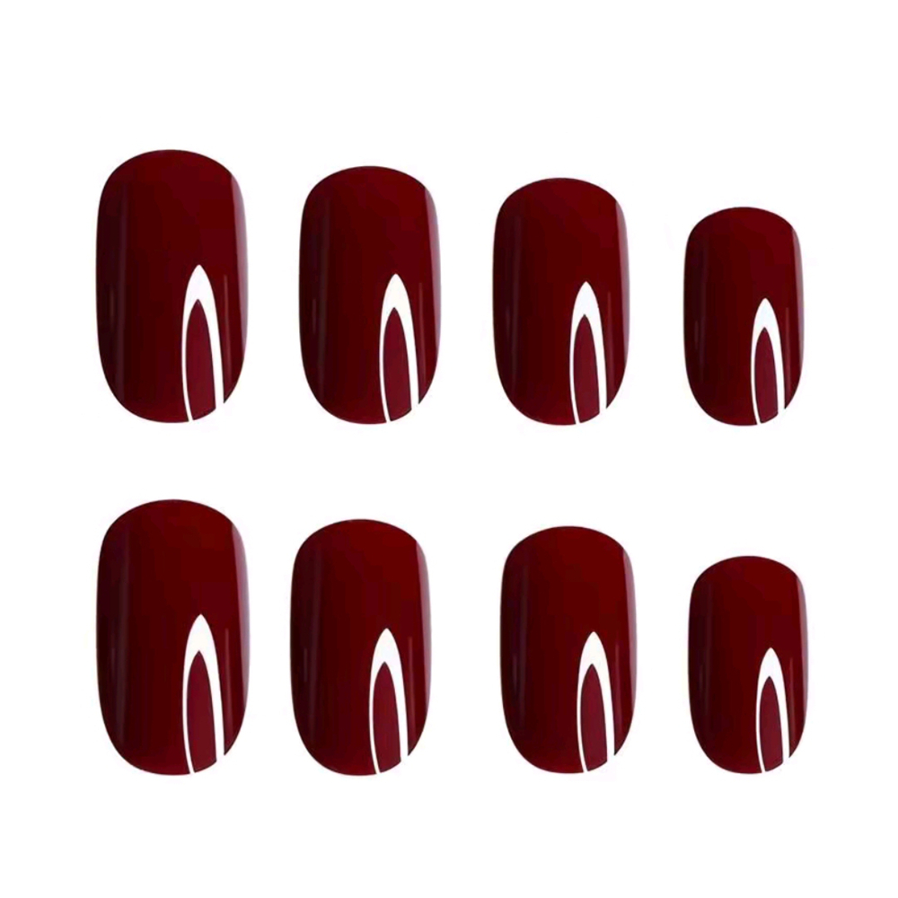 Burgundy Oval Press On Nails G - Nail Art Burgundy reseña y precio