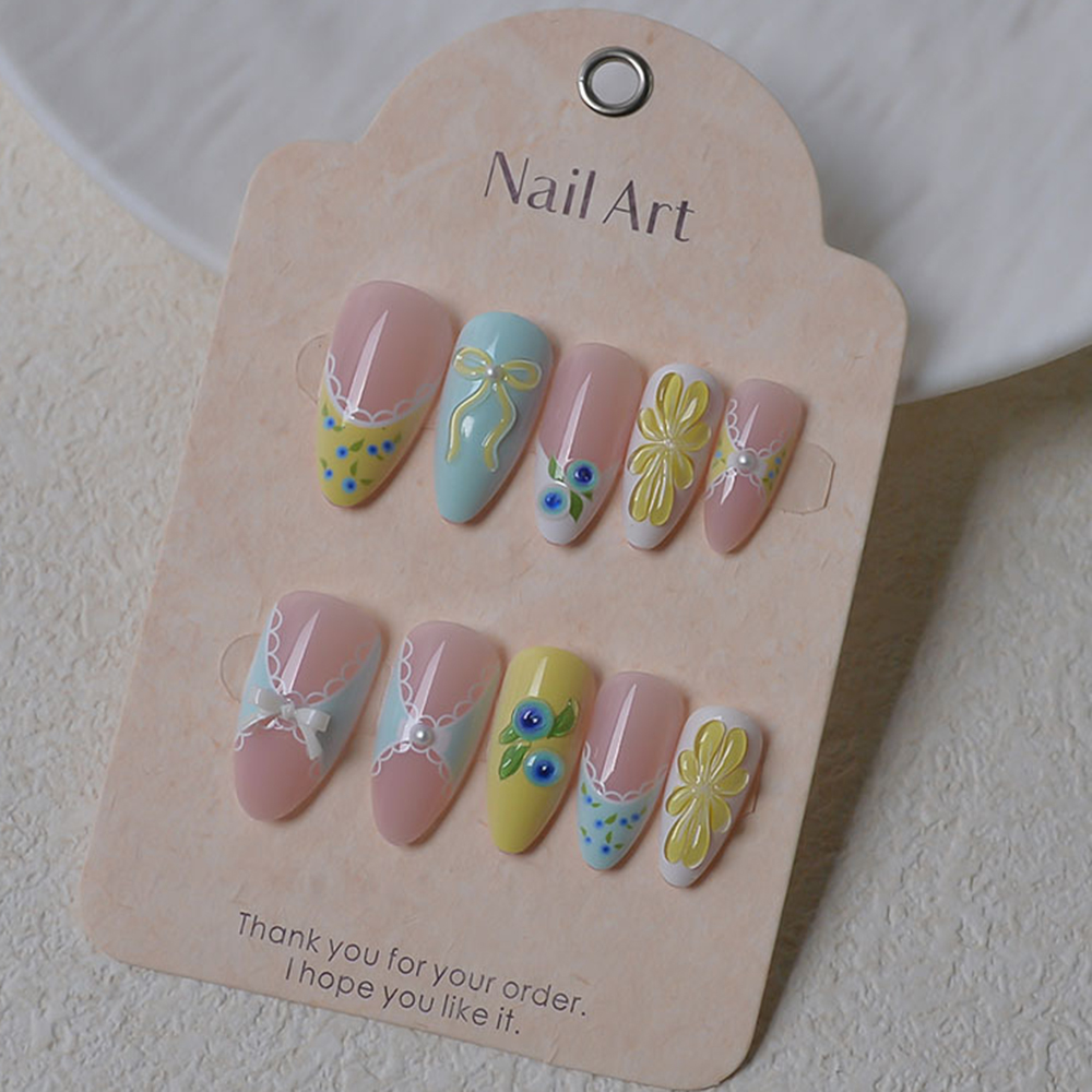 Y2K 24Pcs Blueberry French Tip - Nail Art Fake Nails reseña y precio