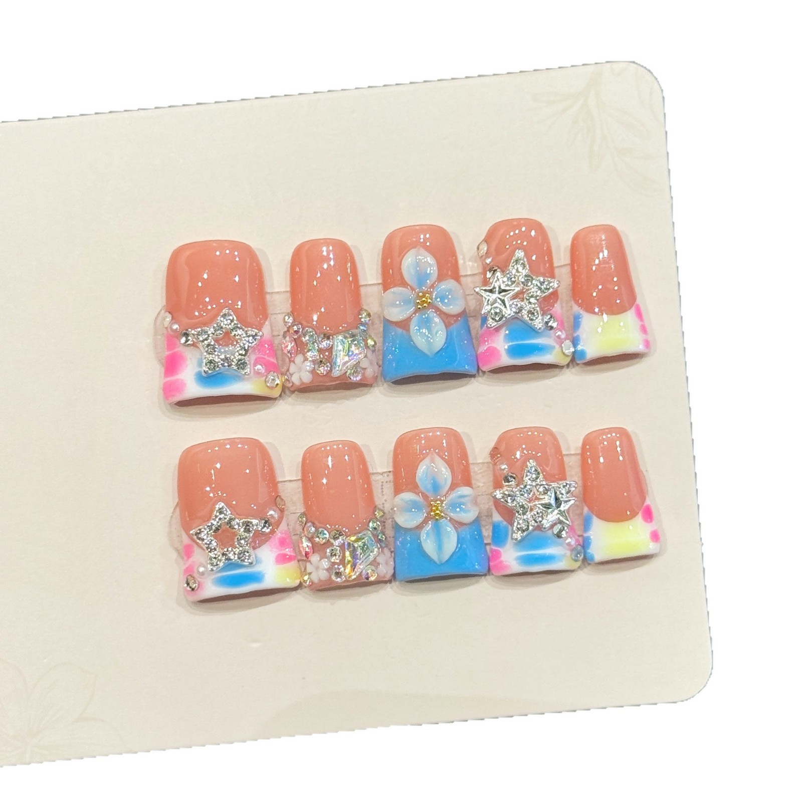 10 PCS Luxury Handmade Press o - Nail Adhesive Tab reseña y precio