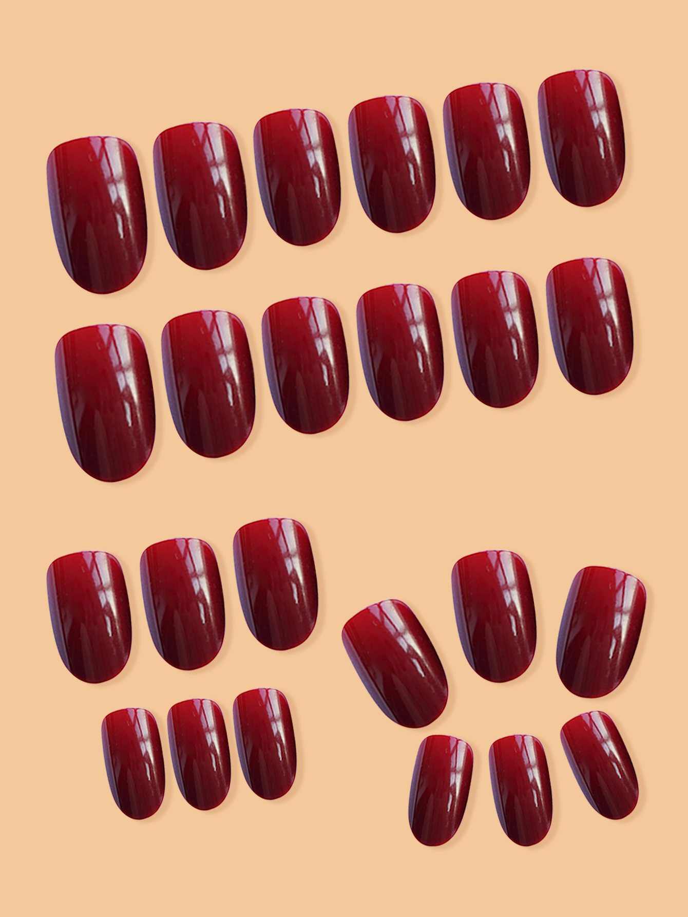24pcs Vintage Burgundy Fake Na - Nail Art Burgundy reseña y precio