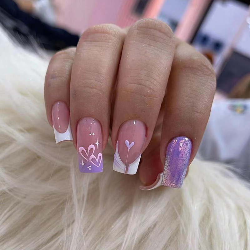 24Pcs Simple Pink White Gradie - Nail Art Glossy reseña y precio