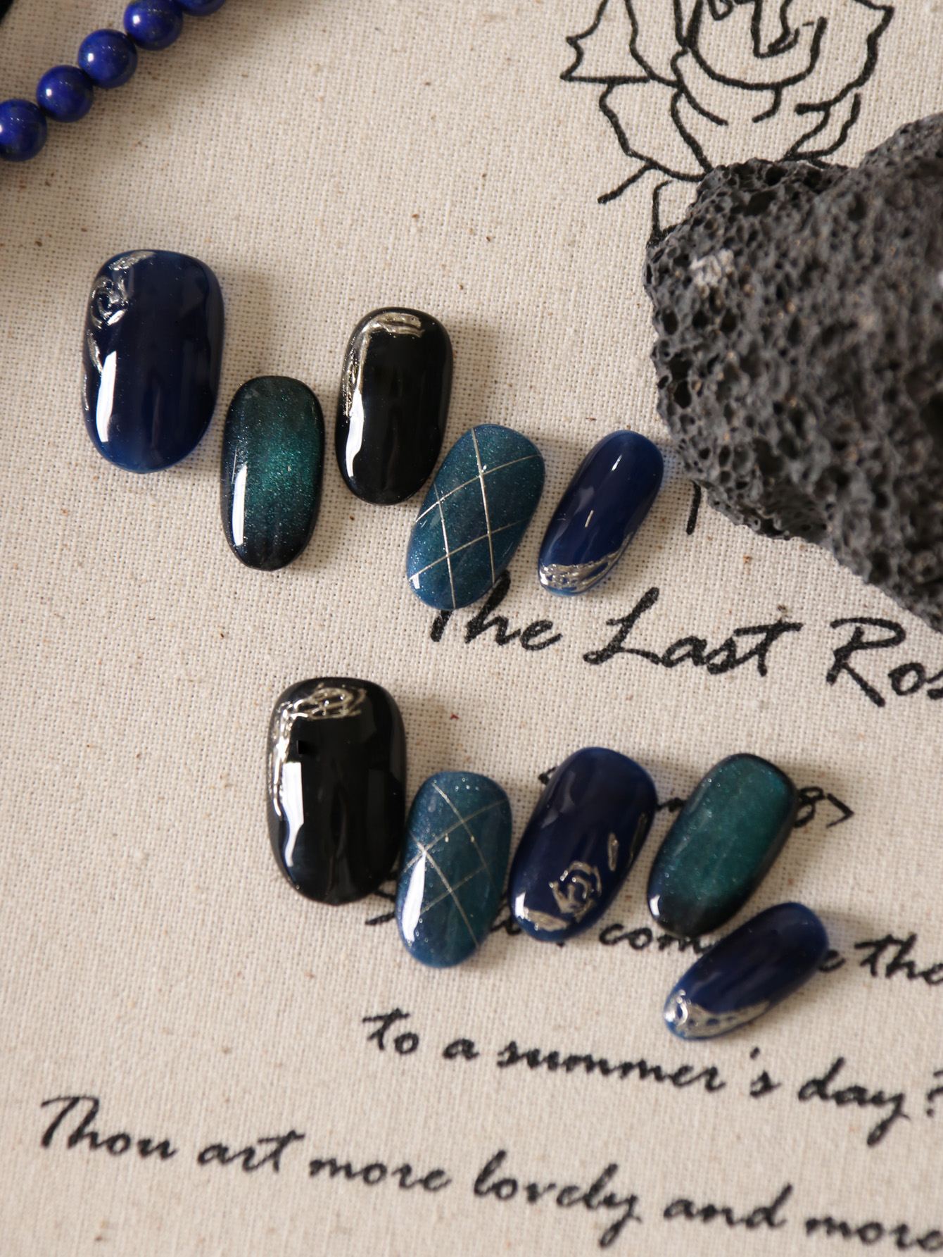 10Pcs Press on Nails Blue Gree - Nail Adhesive Tab reseña y precio