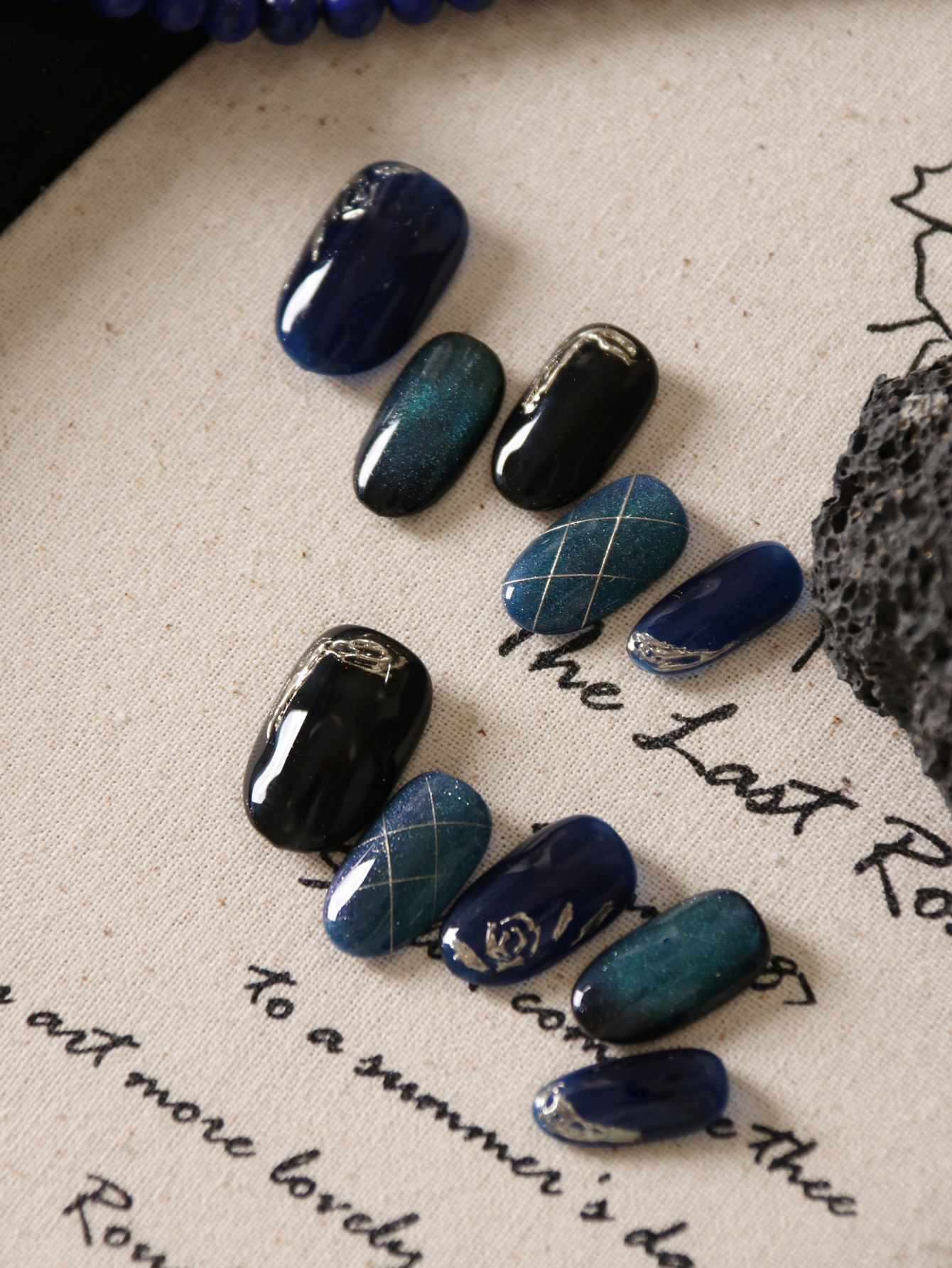 10Pcs Press on Nails Blue Gree - Nail Adhesive Tab reseña y precio