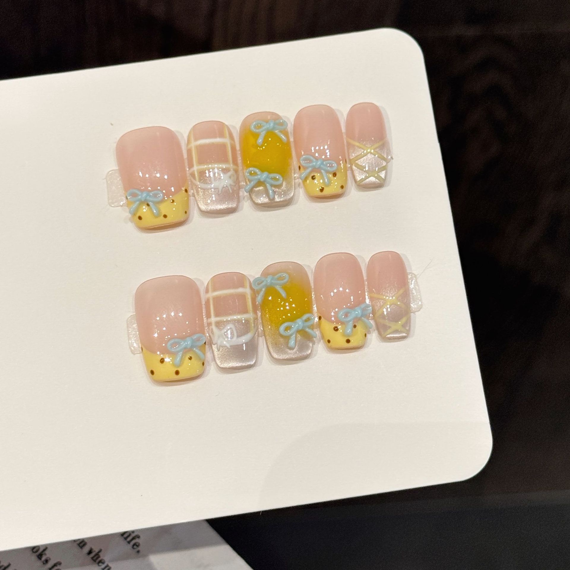 10pcs Handmade Kawaii Cute Gra - Nail Art Press On reseña y precio