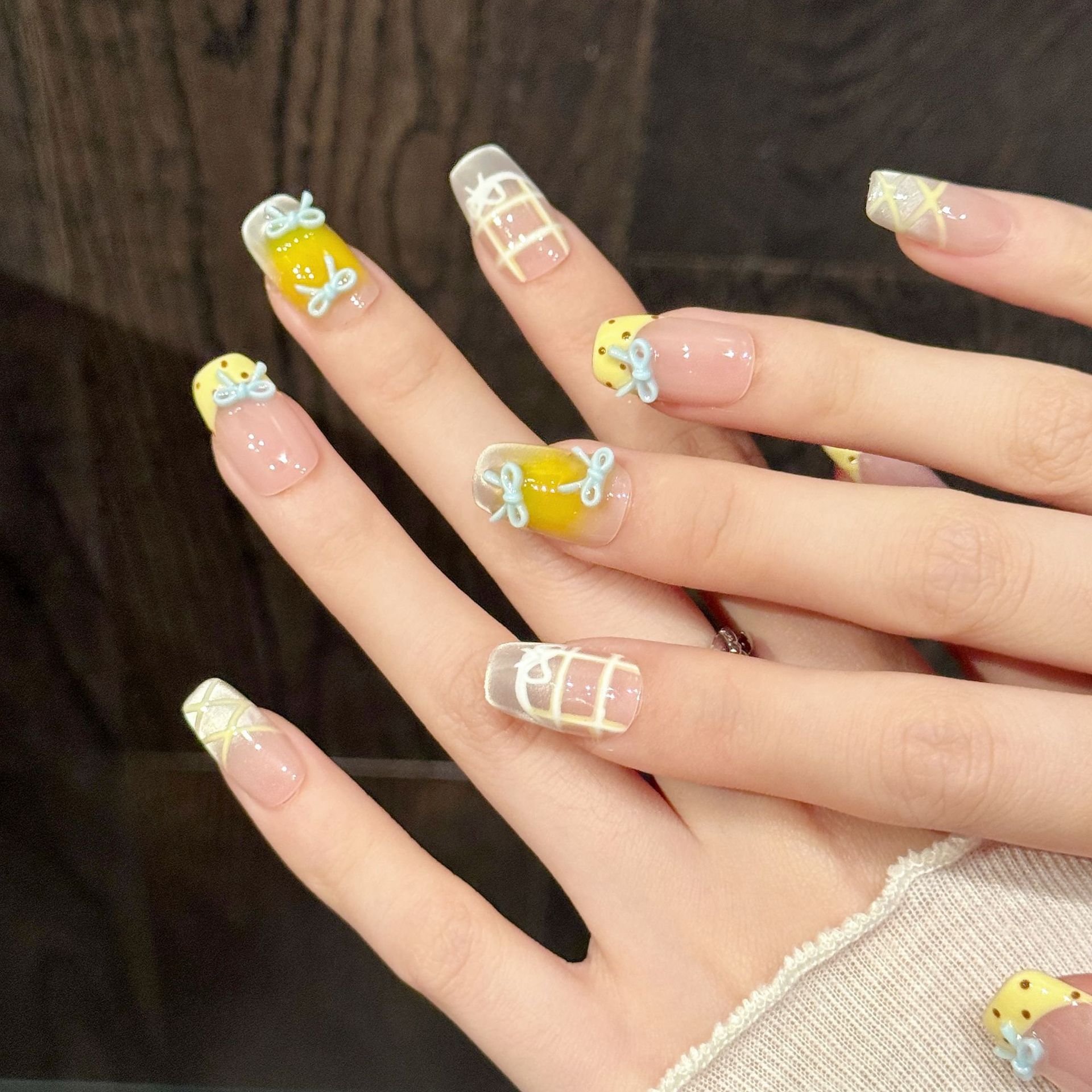 10pcs Handmade Kawaii Cute Gra - Nail Art Press On reseña y precio