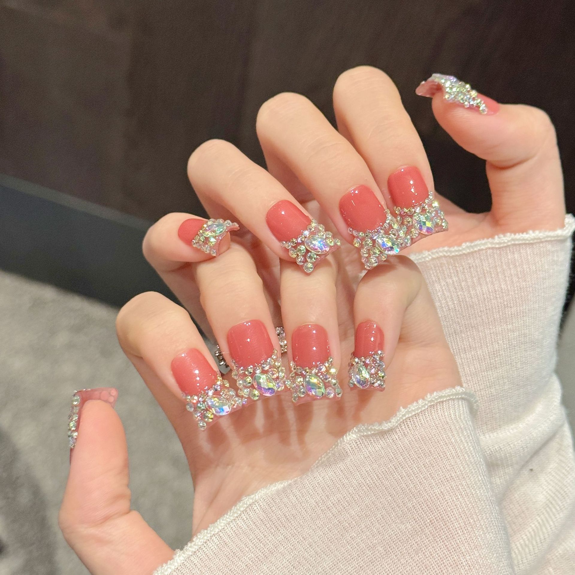 10pcs Flash Diamond French Sty - Nail Art Fake Nails reseña y precio
