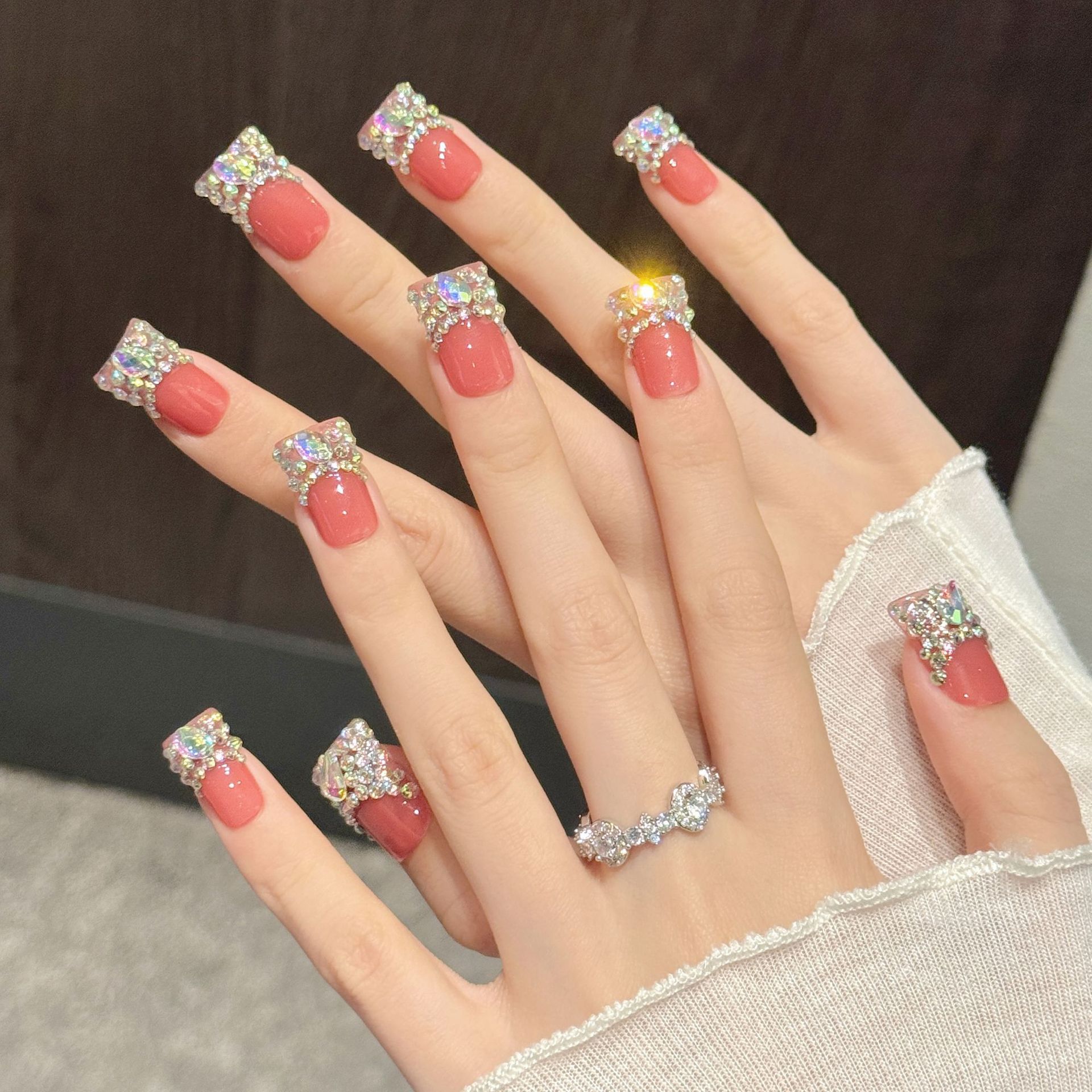 10pcs Flash Diamond French Sty - Nail Art Fake Nails reseña y precio