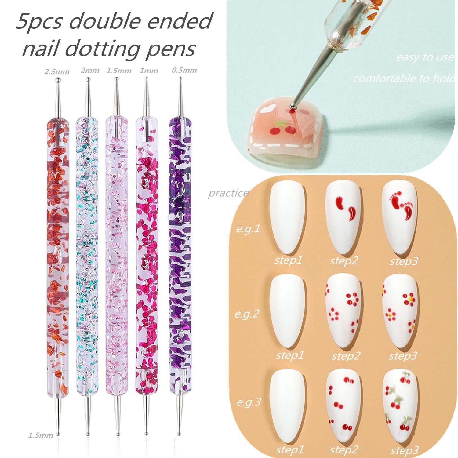 10PCS Double-Ended Nail Art Sc - Nail Art Brush Set reseña y precio