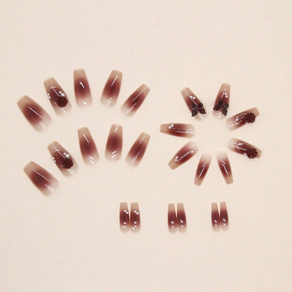 24Pcs Red Rose Butterfly Press - Nail Art Fake Nails reseña y precio