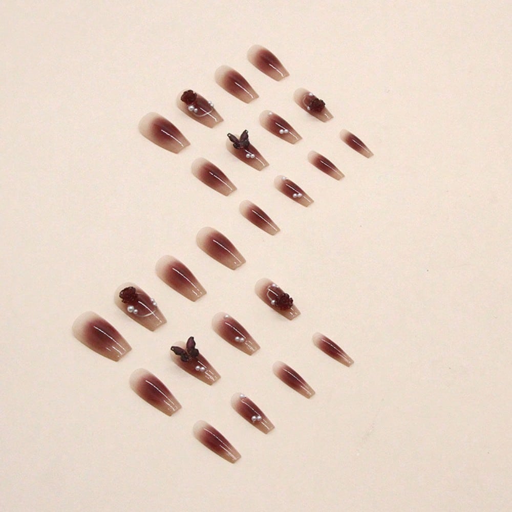 24Pcs Red Rose Butterfly Press - Nail Art Fake Nails reseña y precio